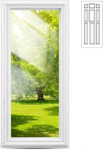 Pushglossy 7'' x 18'' Low-E Entry Door Glass Insert Frame Kit, Clear Door Glass Included, 1 Lite, White