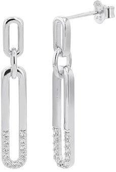 Tom Tailor Ohrhänger für Damen, Sterling Silber 925, mit Zirkonia, 29 mm, silber, Geschenkidee, Ohrschmuck, Damenschmuck, 2100560