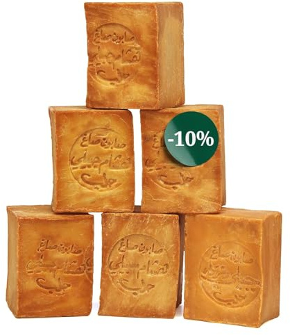 Grüne Valerie® Original Aleppo Seife Set 6 x 200g (1.200g) mit 40%/60% Lorbeeröl/Olivenöl, PH Wert 8, Handarbeit, 6 Jahre gereift, Bekannt aus dem Reformhaus!