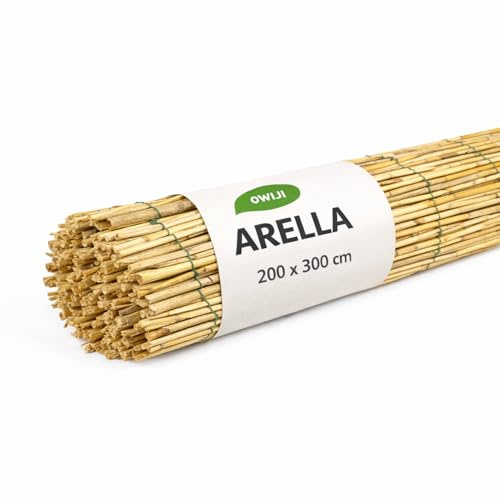 OWIJI Arella Bamboo Da Esterno Frangivista Per Recinzione 200 x 500 cm Giardino Arelle Bambu Naturale Coperture Decorazione Terrazzo Privacy Ombreggiante Diametro 4/6 mm Colore Filato Assortito