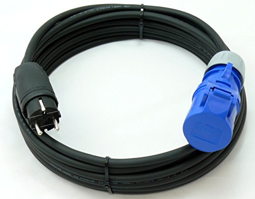 Schuko auf CEE Adapter 5m Camping Stromkabel PCE H07RN-F 3x1,5 Landstromkabel Wohnmobil Wohnwagen Kabel Camping Adapter 5 Meter Strom Verlängerungskabel CEE-Stecker Campingstecker