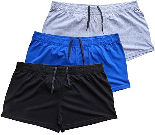 palglg Herren Bodybuilding Trainieren Kurze Hose Fitness Baumwolle Men Sporthosen Shorts 3 Schwarz + Blau + Grau L
