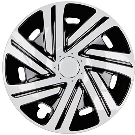 PREMIUM Radkappen Radzierblenden Radblenden 'Modell: Cyrkon' 4er Set, Farbe: Schwarz-Weiß, Felgendurchmesser:14 Zoll