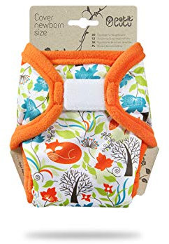 Petit Lulu Neugeborenen Überhose (2-6 kg) für Stoffwindeln Klett (Füchse)
