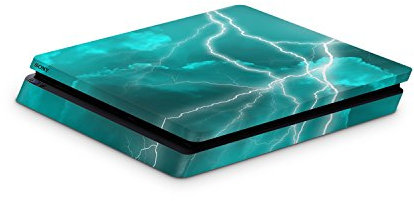 Skins4u Skin Designfolie Aufkleber kompatibel mit Playstation 4 Slim PS4 Apocalypse Türkis