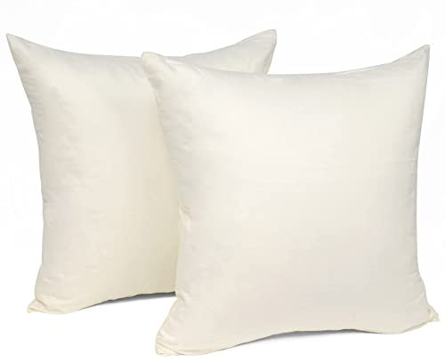 Laneetal 2 Set Kissenbezug 30x30cm Creme - 100% Baumwolle Kissenhülle mit Reißverschluss, Weicher Kissenbezüge Doppelpack Sofakissenbezug (Ohne Füllung)
