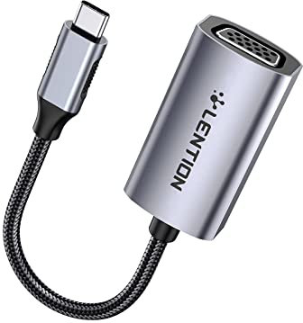 LENTION Adattatore da USB C a VGA, convertitore cavo VGA tipo C per 2024-2016 MacBook Pro 13/14/15/16, Nuovo Mac Air/iPad Pro, Surface, driver stabile certificato (CB-CU606)