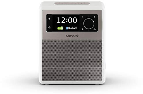 sonoro Easy Radio mit Bluetooth und DAB Plus (tragbar, UKW/FM, Wecker, Sleep-Timer, Nachtlicht, Akku/Batterie/Netzbetrieb) Design Digitalradio in Weiß