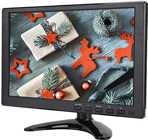 Monitor de 10.1 pulgadas Monitor nativo de 1280 x 800 compatible con pantalla TFT 1080P CCTV Monitor con entrada VGA + HDMI + BNC + AV + USB, Altavoz incorporado para Raspberry, cámara CCTV(Negro)