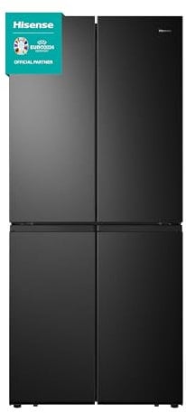 Hisense RQ563N4SF2 Cross Door Kühl-Gefrierkombination/ NoFrostPlus/ Inverter-Kompressor/ HolidayMode/ SuperCool/ 181 cm/ Kühlteil 294 l/ Gefrierteil 160 l/ 40 dB/ 279 kWh/ Jahr/ Schwarz