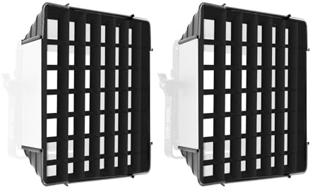 GVM Foldable Softbox Diffuser with Grid Beehive for RGB 800D/560AS/480LS Series LED Video Light, Suitable for Studio Lighting, Portrait Photography, Video Lighting, Led Panel, 2 Packs, 11x11
