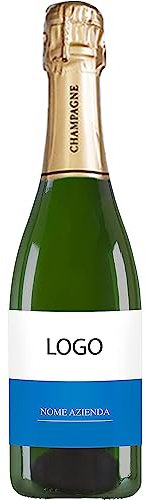 Bottiglia di Champagne personalizzato - Gadget aziendale personalizzato con logo, Idea per regali aziendali, strenne natalizie, cesti e merchandising (Bicolore, 0,75L)