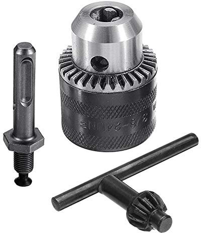 Mesee 1,5-10mm Bohrfutter, Schlüsselloses Bohrfutter SDS Plus Adapter, Bohrfutter Montieren 3/8-24UNF Air Impact Wrench Quick Release Converter-Konvertierungs Werkzeug mit Spannschlüssel