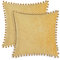 CaliTime Kissenbezüge 2er-Pack Kuschelige, durchgefärbte, weiche Chenille-Kissenbezüge mit Pom Poms für Couch Sofa Dekoration 45cm x 45cm Gold