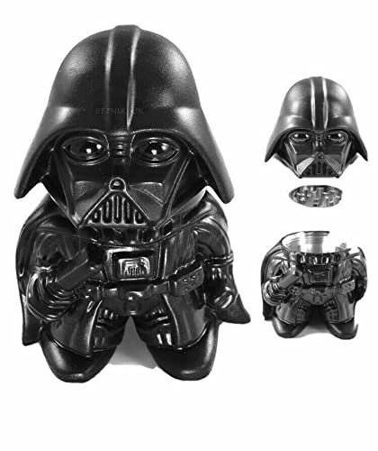 supershock M#3 Herb Tobacco Smoking Grinder, Star Wars Darth Vader Spice Grinder, 3 Piece Gram Weight,, Black