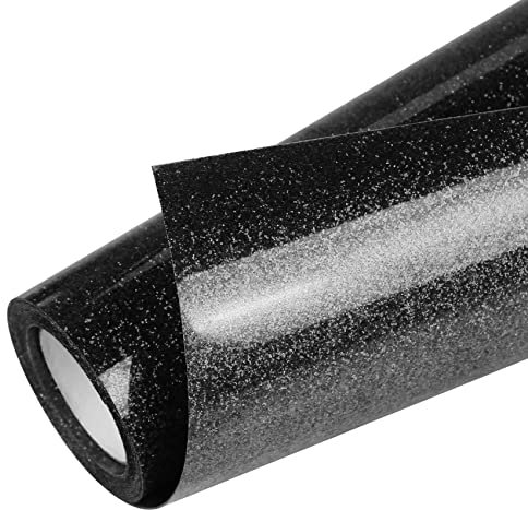 TORC Black Glitter HTV Heat Transfer Vinyl Roll 12.5 inch x 5 ft Iron on Vinyl for T Shirts Crafts