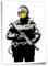 Poster aus Baumwolle Banksy Polizei - Police Smiley - Modern Street-Art - Moderner Kunstdruck Klein bis Groß XXL - Geschenk Wohnzimmer, Schlafzimmer Kunstdruck ohne Rahmen, Wandbild - A4, A3, A2, A..