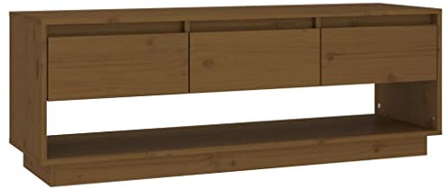 vidaXL Solid Wood Pine TV Cabinet Living Room Entertainment Centre Media Unit Stand Floating Style Side Cabinet Sideboard Furniture Honey Brown