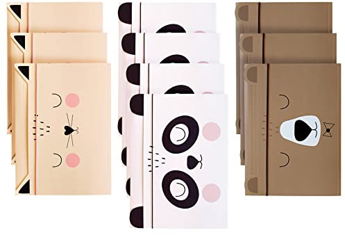 Sammelmappe A4 - Gummizug Zeichenmappe für Kinder - aus Starkem Karton - Soft-Touch - Innen und Außen Bedruckt - Lustige Form - 3 Motive Sortiert: Katze + Bär + Panda - 10er Pack