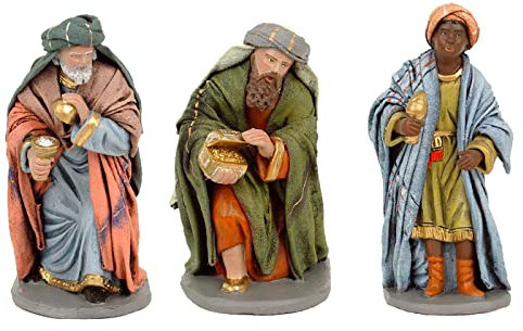 Acan Tradineur - Figura de Reyes Magos - Fabricación en marmolina - Ideal para belén navideño, Figuras Decorativas, Nacimiento, Pesebre, Navidad, decoración Tradicional, 10 x 5,5 x 4 cm