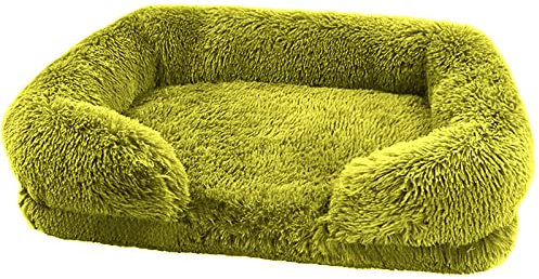 TUPMITUPO Hunde Bett Katzenbett Hundebett Flauschig Plüsch-Haustier-hundeschlafsofa, Quadratische Zwinger, Haustierbett, Katzenmatte, Winterwarme Katzenhütte, Apfelgrün, 2XL (120x80x20) 2350g