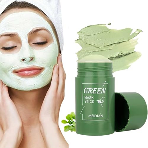 Green Mask Stick,Green Tea Mask Stick,2PCS Grüner Tee Cleansing Maske Clay,Blackhead Remover Poreless Gesichtsmaske,Deep Cleansing Smearing Moisturizer Oil Control