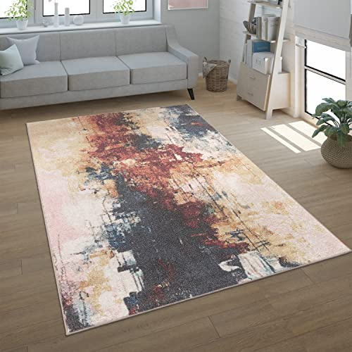 Paco Home Teppich Wohnzimmer Schlafzimmer Kurzflor Modern Vintage Muster Abstrakt Farbverlauf, Grösse:120x160 cm, Farbe:Bunt