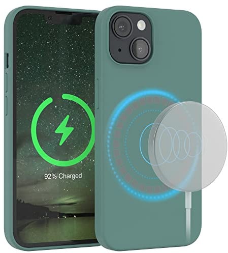 EAZY CASE - Silikonhülle kompatibel mit iPhone 14 Hülle mit Qi Charging Silikon Case weich stoßfeste Handyhülle Schutzhülle Kameraschutz Dünn Schutz Cover TPU Bumper in Nacht Grün