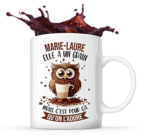 Planetee Tasse Marie-Laure Chouette Café | Idée Mug Cadeau Travail Métier Humour Collègue Femme Anniversaire Noël