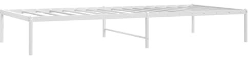 vidaXL Bettgestell, Bett Einzelbett Metallkonstruktion, Metallbett für Schlafzimmer, Bettrahmen mit Lattenrost, Metall Weiß 90x200cm