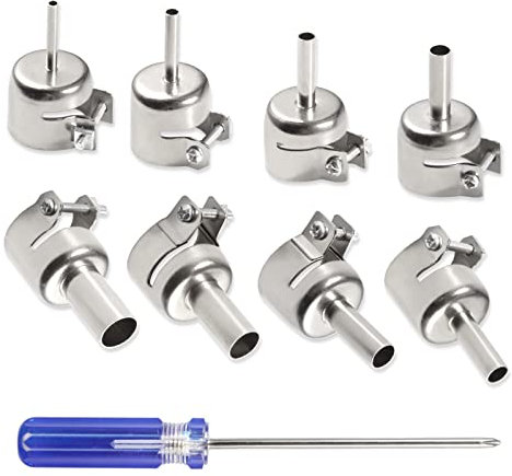 LEONTOOL 8 Pcs Heat Gun Nozzle Kits for Air Pump Type Hot Air Soldering Station Repair Tools, Hot Air Gun Tips Heat Gun Attachments Tips for 850 Series, 3mm,4mm,5mm,6mm,7mm,8mm,10mm,12mm