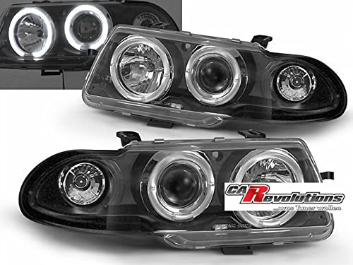 CR-Lights Scheinwerfer für Für Opel Astra F 91-94 LED Angel Eyes Scheinwerfer in schwarz