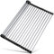 Tomorotec Roll Up Dish Drying Rack Over Sink Drying Rack Sink Cover Kitchen Sink Accessories Gadget Multipurpose Organizer Foldable Stainless Steel Drainer 45x40cm (Black)