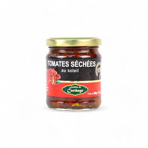 Premium Sonnengetrocknete Tomaten in Öl 200g in Glas aus Tunesien | Geschmacksintensive und aromatische Tomaten | Perfekt für Salate, Pasta, Antipasti | Ohne Zusätze
