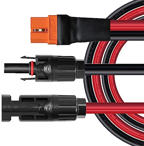 ZkeeShop Solar a XT60i 1.5M Cable 10AWG XT60I-F Solar Cable 6mm2 Extensión Cable Compatible para Ecoflow Portable Power Station (1.5M)