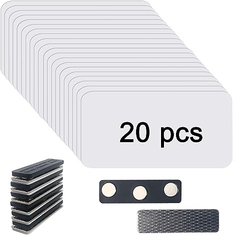 Namensschilder mit Sublimationsdruck, blanko, magnetische Namensschilder mit magnetischer Rückseite, Schließfach, weiße runde Ecken, 3,8 x 7,6 cm, Metallic-Aluminium-Namensschilder für