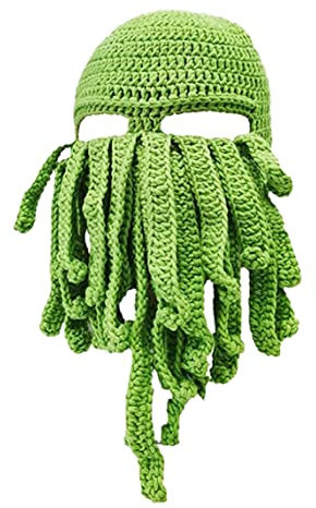 Tintenfisch Tentakelhut Winter Unisex Erwachsener Häkelhut Oktopus Strick -Mütze Hut Cap mit Bart Lustiger Tintenfisch Balaclava Requisite Halloween Cosplay -Kostüm