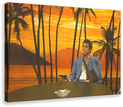 DEZARO Scarface Al Pacino Poster Leinwand Poster Wandkunst Dekor Druck Bild Gemälde für Wohnzimmer Schlafzimmer Dekoration Rahmenstil 30 x 45 cm