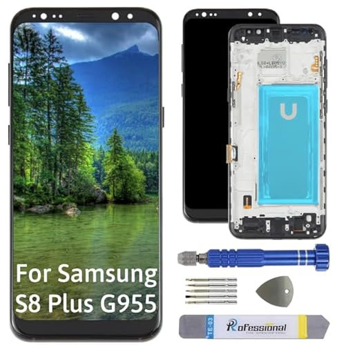 Int'x Display INCELL für Samsung S8 Plus - Ersatzbildschirm für LCD mit Rahmen - Touchscreen mit Reparaturwerkzeug-Kits - Ersetzt einen defekten Bildschirm - Schwarz