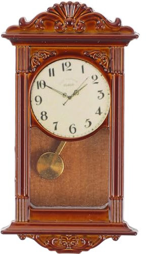 HEMOTON Pendeluhr Pendel Wanduhr Retro Quarz Wanduhr Miniatur Pendeluhr Mini Standuhr Puppenhaus Modell