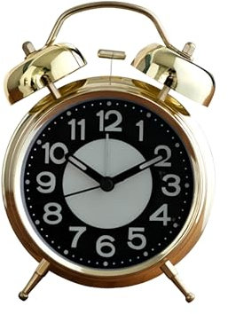 DC VOLTAGE Doppelglocken-Wecker, laut, batteriebetrieben, leiser Wecker, Nachttisch, nicht tickend, mit Nachtlicht für schwere Schläfer (Französisch-Gold)
