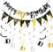40 Geburtstag Männer Frauen Deko Set, Wirbel 40 Geburtstag Deko Banner, Luftschlangen Deko 40 Geburtstag Mann, 40. Geburtstag Deko Girlande Gold, Deko 40. Geburtstag Frauen,Spiralen Geburtstagsdeko 40