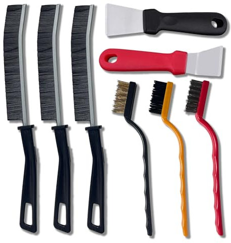 UBRAVE Cepillo Limpieza Hogar De 8 Piezas :3 Cepillo De Limpieza De Interstices, 3 Mini Cepillo De Alambre,2 Raspadores De Limpieza De Cocina De Acero Inoxidable,Un Buen Ayudante para La Limpieza.