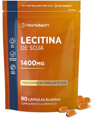 Lecithin Kapseln 1400mg | Hochdosiert | 90 Sojalecithin Softgels | Stillen Vitamine mit Vitamin E | Soy Lecithin | Horbaach