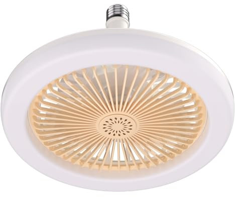 LYEAA Modern Indoor Smart Fan Light with Fragrance 360 Rotation Silent Ceiling Bulb with Cooling Fan E27 Remote Control Invisible Ceiling Fan Lamp Dimmable 3 Speeds 30W (Beige)