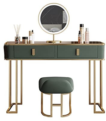 Schminktisch, Schminktisch Kommode, Aufbewahrungsschrank, Nachttisch, Schlafzimmer, moderner minimalistischer Holz-Make-up-Tisch, LED-Spiegel, grünes Licht, luxuriöser Make-up-Tisch Make-up Schminktis