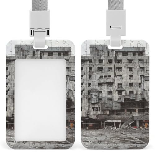 Jigsaw Style Building ID Badge Holder Retractable Clip Waterproof Plastic Card Holder with Lanyard Vertical Card Protector Work Badge Sleeve Name Badge Reel Holders Name Tag for Work Office Doctor Nur