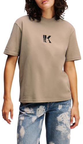 KARL LAGERFELD JEANS Women's REG SS KLOGO Tee Tshirt, Desert Taupe, M