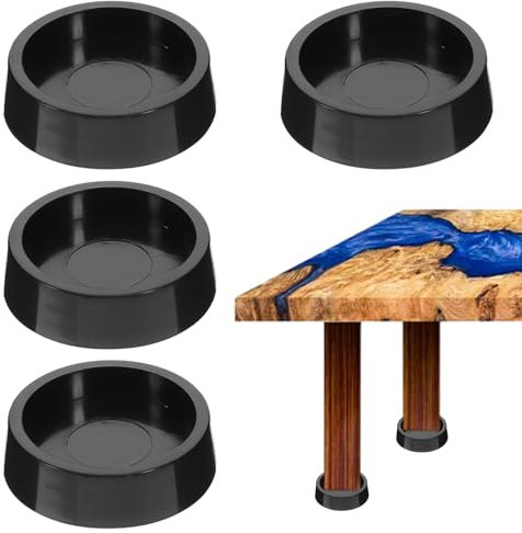 4 PCS Rubber Furniture Caster Cups, 2in Round Furniture Coasters, Non-Slip Furniture Feet Pads, Chair Leg Floor Protectors, Suitable for Table Sofa Chair Bed Piano (Black)