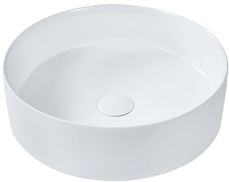Aufsatzwaschbecken Keramik weiß rund ⌀ 40 cm ohne Überlauf modern Tebar
